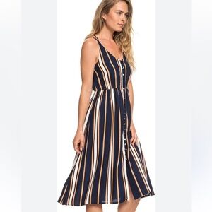 Roxy NWT women’s‎ blue sunset beauty tank top Macy stripe midi dress size large